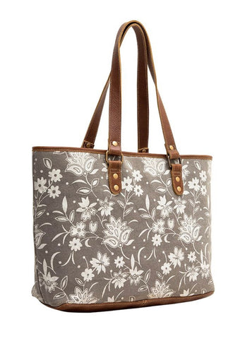 Gray Floral Leather Tote Handbag - Farm Town Floral & Boutique