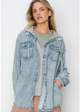 Load image into Gallery viewer, Acid Wash Light Denim Shacket - Farm Town Floral &amp; Boutique

