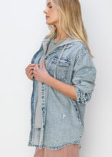 Load image into Gallery viewer, Acid Wash Light Denim Shacket - Farm Town Floral &amp; Boutique
