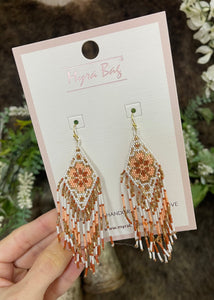 Peachy Coral Beaded Earrings - Farm Town Floral & Boutique
