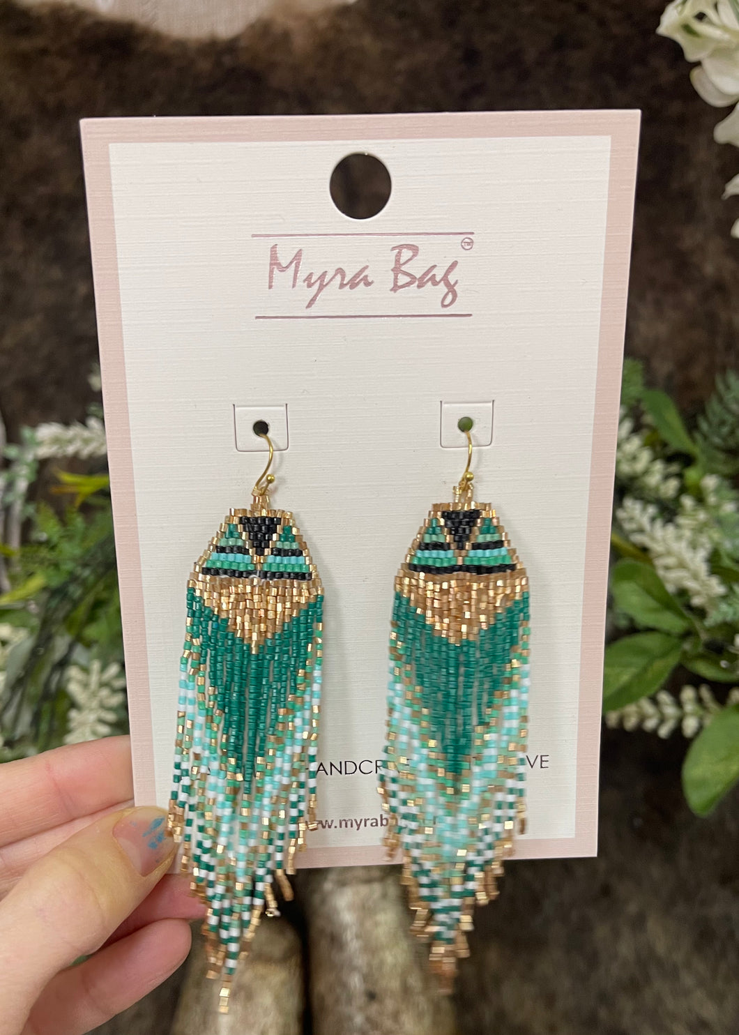 Teal Beaded Earrings - Farm Town Floral & Boutique