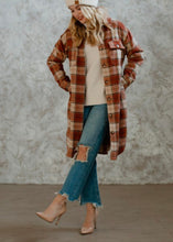 Load image into Gallery viewer, Rust Cream Long Shacket - Farm Town Floral &amp; Boutique
