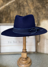 Load image into Gallery viewer, Navy Blue Wool Felt Hat - Farm Town Floral &amp; Boutique

