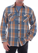 Load image into Gallery viewer, Mens Blue Trail Flannel Shirt - Farm Town Floral &amp; Boutique
